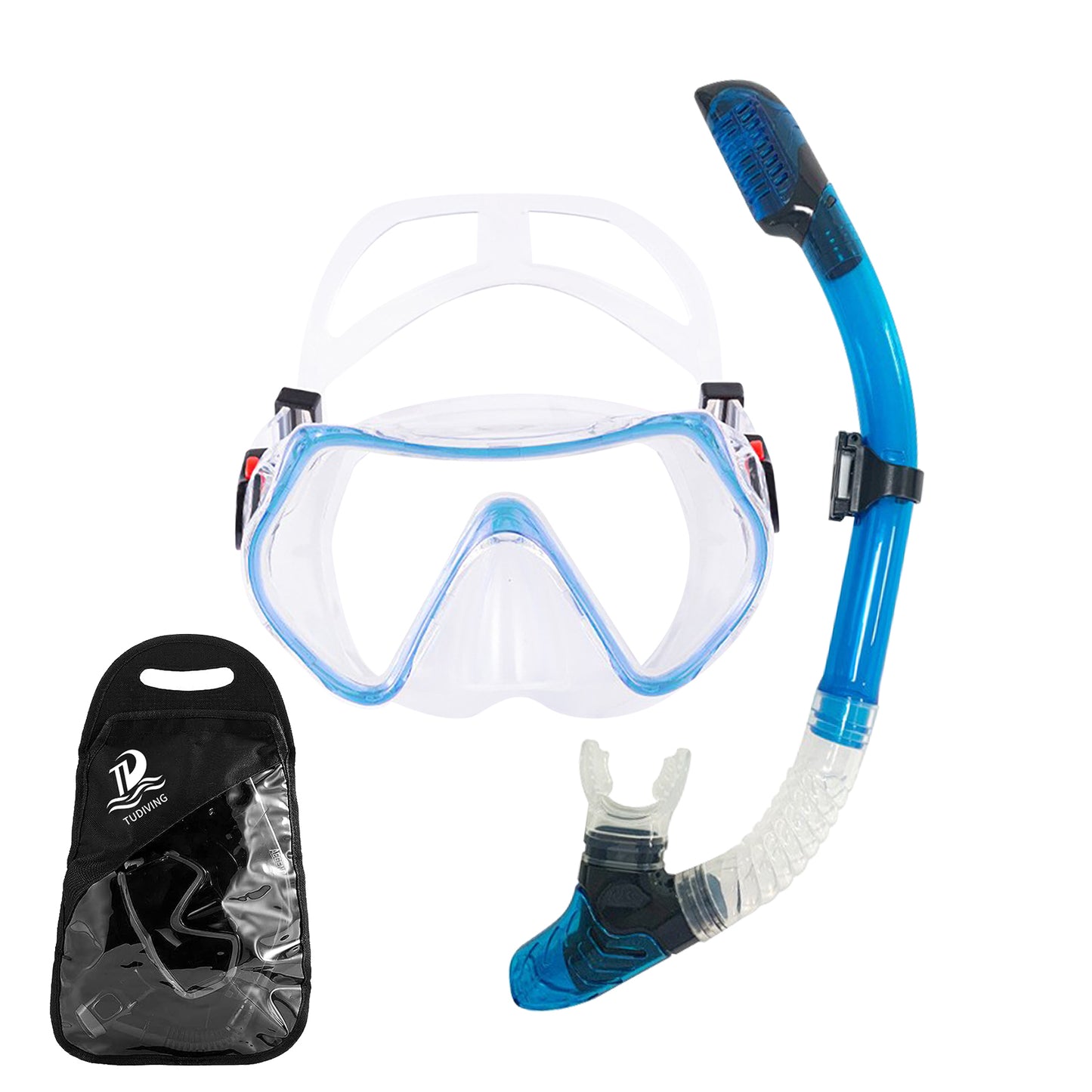 TUDIVING Snorkeling Mask Set Adult, Snorkeling Combo, Mask and Snorkel Included, LakeBlue