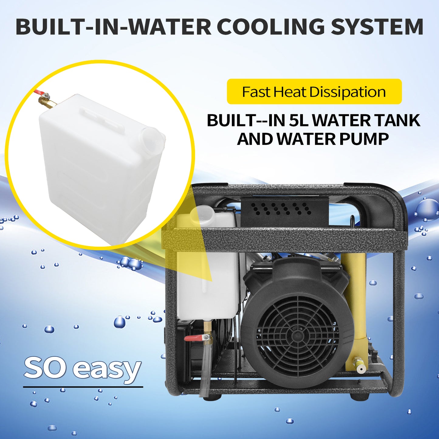 TUDIVING-Portable Scuba Tank Compressor,Built-in Water Cooling and Filtration System,Auto Stop Version Pcp Compressor,Scuba Compressor 110V-220V