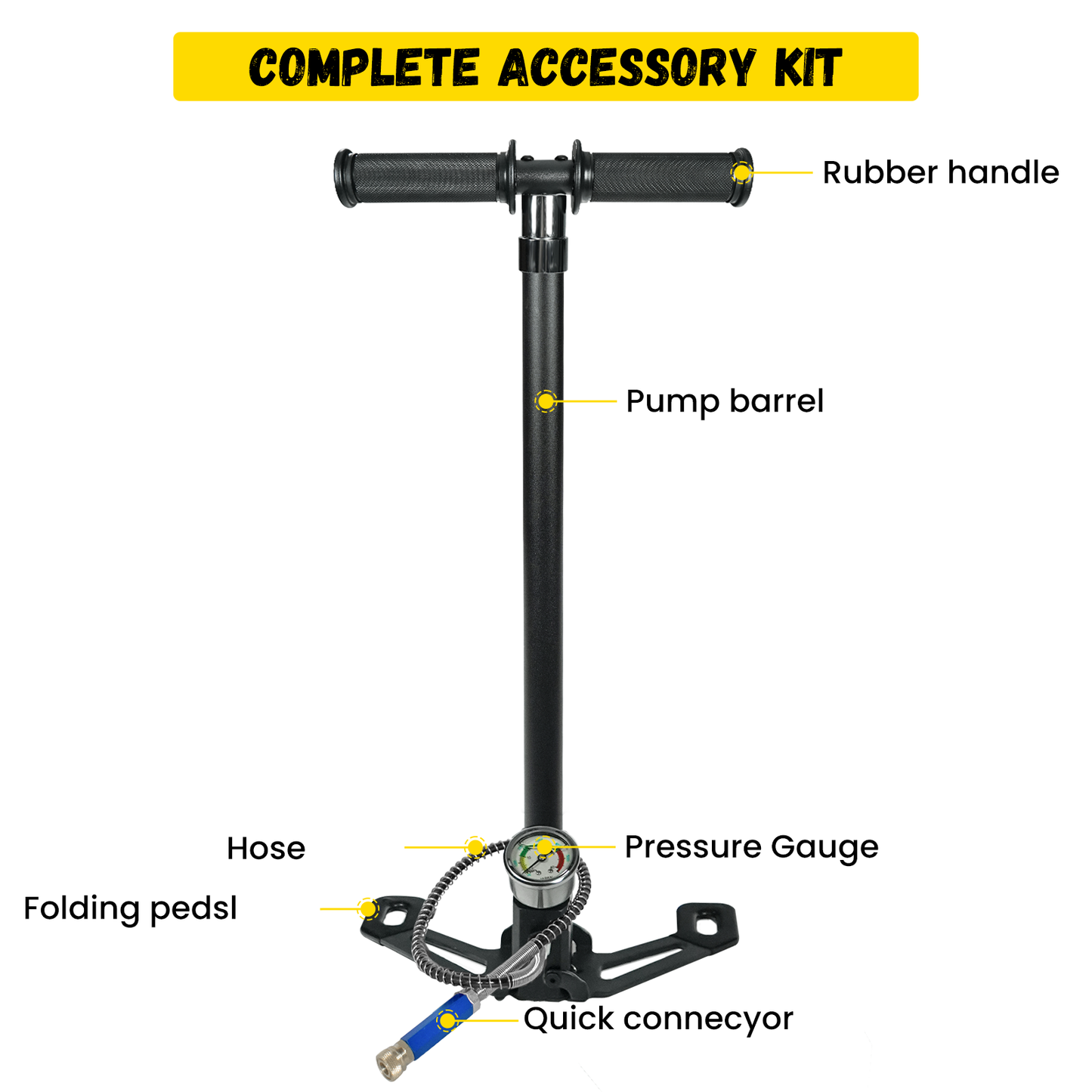 TUDIVING PCP Air Pump 4500Psi 4 Stage High Pressure Hand Pump for Air Rifle