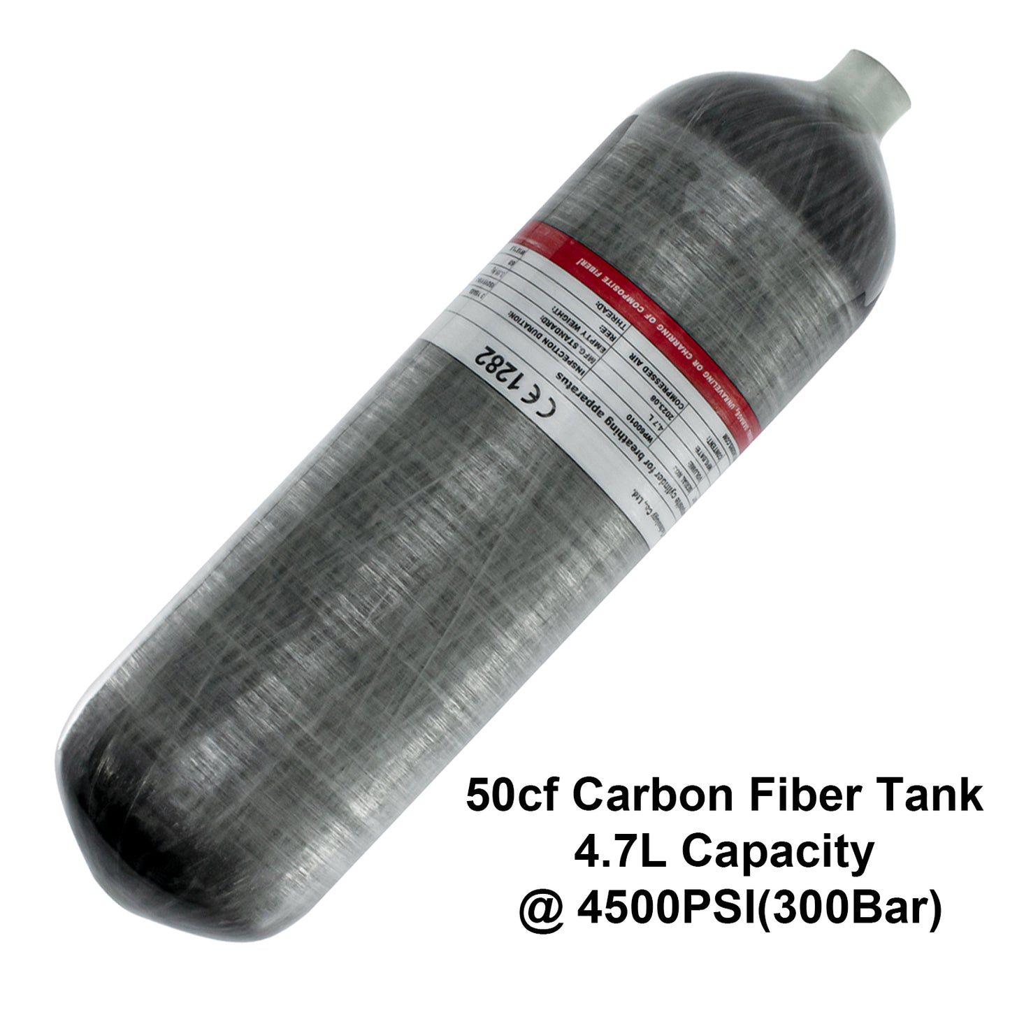 TUDIVING 4.7L Scuba Diving Tank Carbon Fiber 4500Psi/300Bar Portable Air Tank M18×1.5 Thread