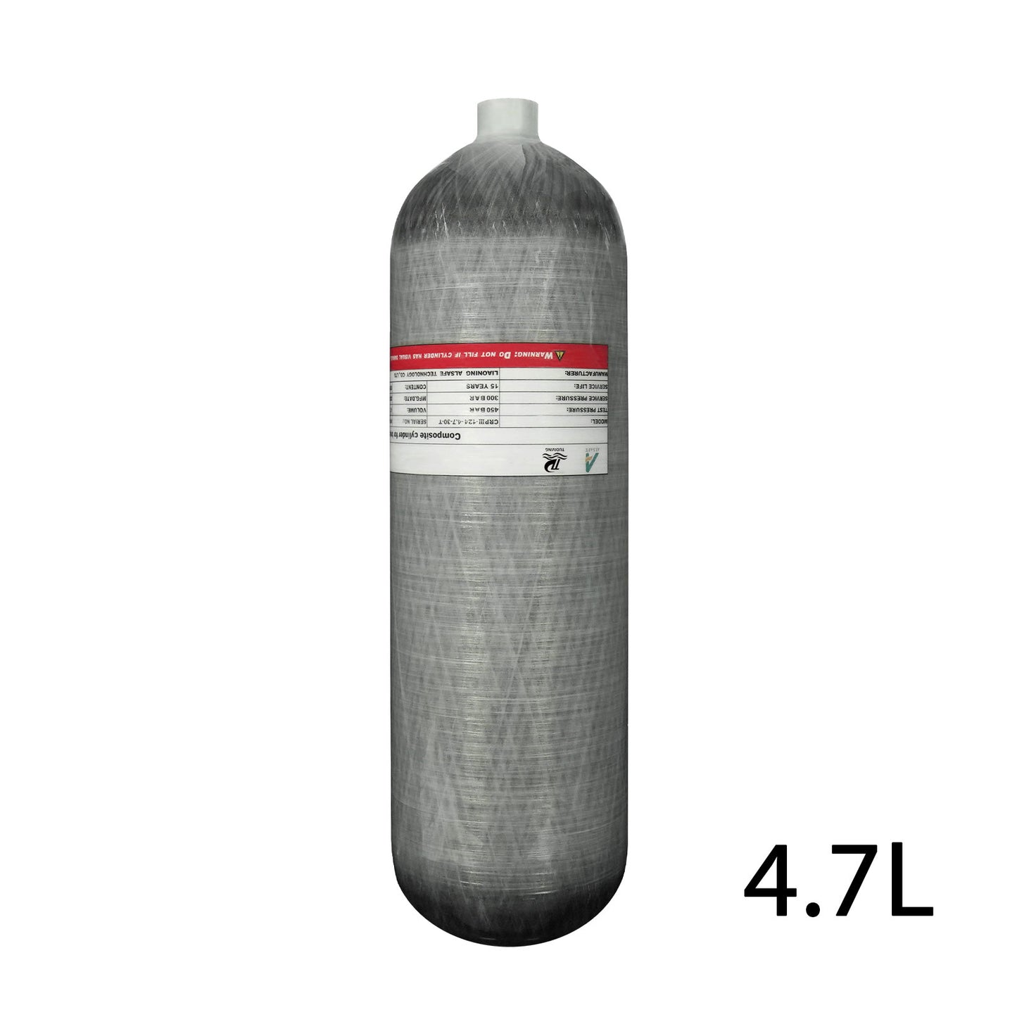 TUDIVING-4.7L 4500Psi Carbon Fiber Cylinder High Pressure Tank,286 Cu in Diving Tank,Deep Dive Gas Cylinder,HPA Cylinder Pcp Air Tank M18*1.5