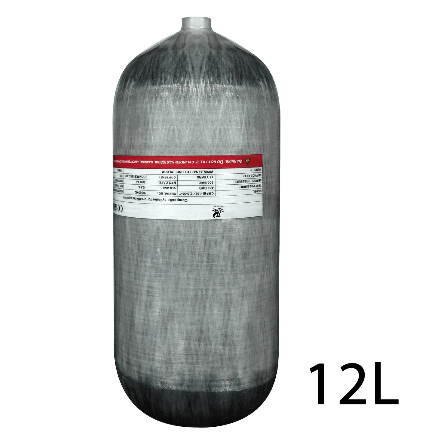 TUDIVING-4500Psi Scuba Diving Tank,12L Carbon Fiber Dive Tank,732 Cu in Diving Tank,High Pressure Composite Cylinder for Scuba Diving Rescue
