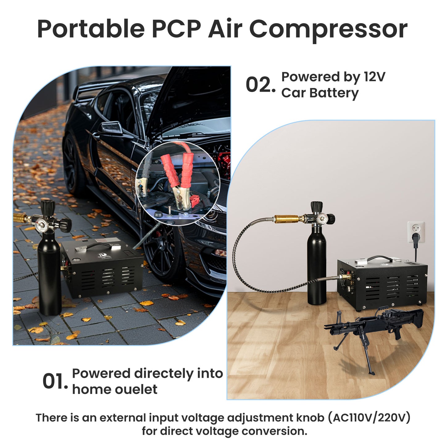 TUDIVING Pcp Air Compressor Built in Converter Pcp Compressor 4500psi/300bar