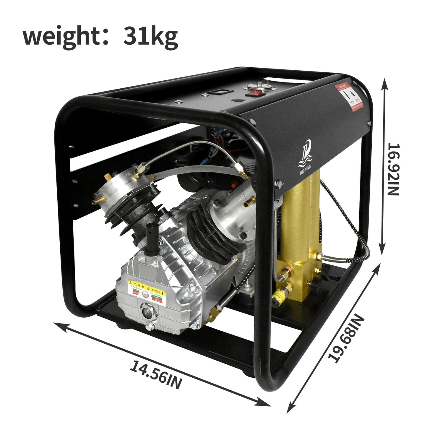 TUDIVING-4500Psi CPC Air Compressor,Scuba Tank Compressor Built-in Two Stage Water-Oil Filter,Compressor for Scuba Diving/Firefighting/Paintball