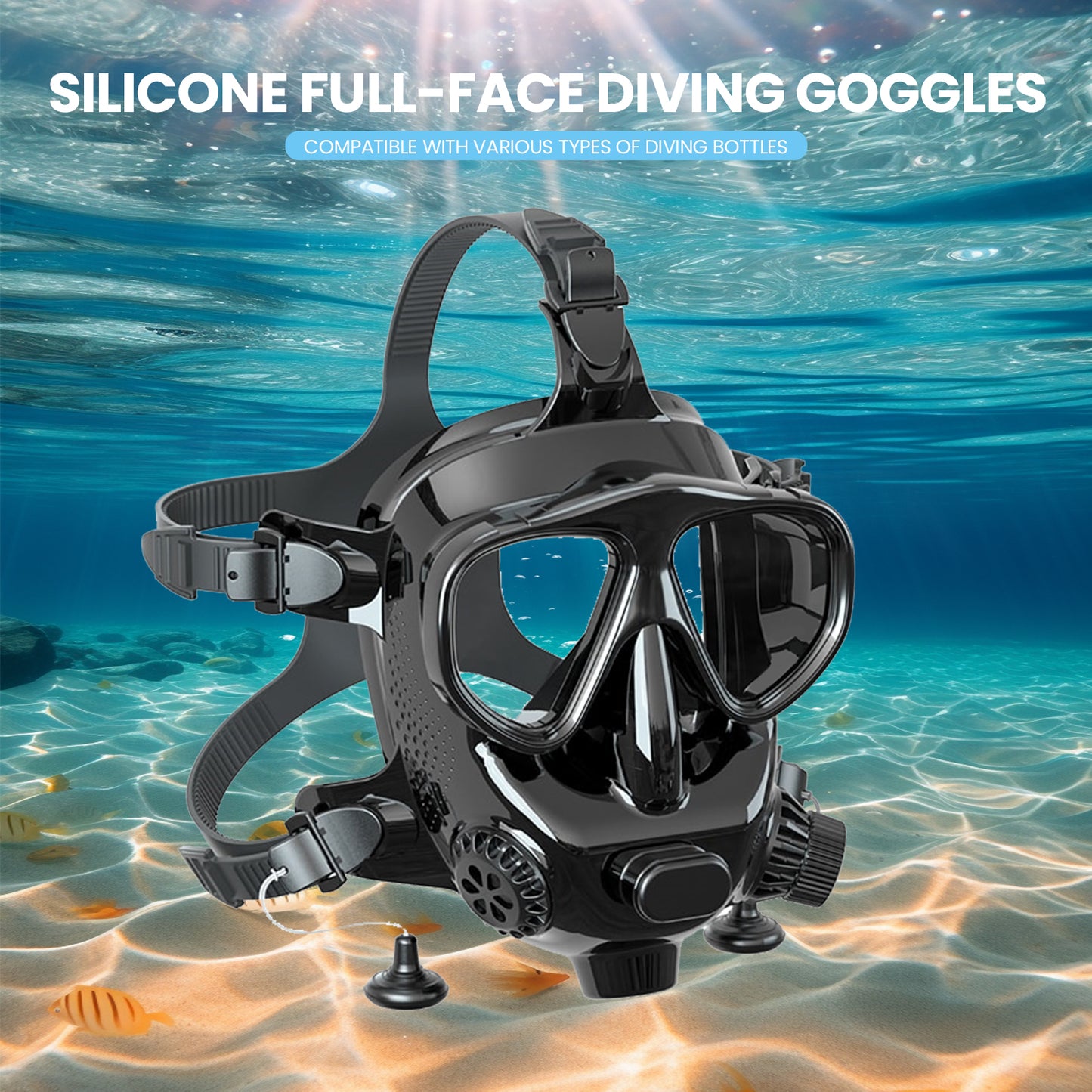 TUDIVING-Full Face Diving Mask with Camera Mount, 180° View Panoramic,Full Face Snorkel Mask for Adults Compatiable 1L/2L Scuba Diving Tank