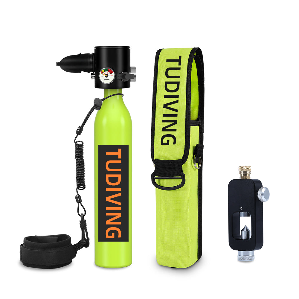 TUDIVING-0.5L Mini Scuba Tank,Reusable Dive Portable Lungs,Scuba Lung Tank Support 5-10 Minutes Underwater Breathing