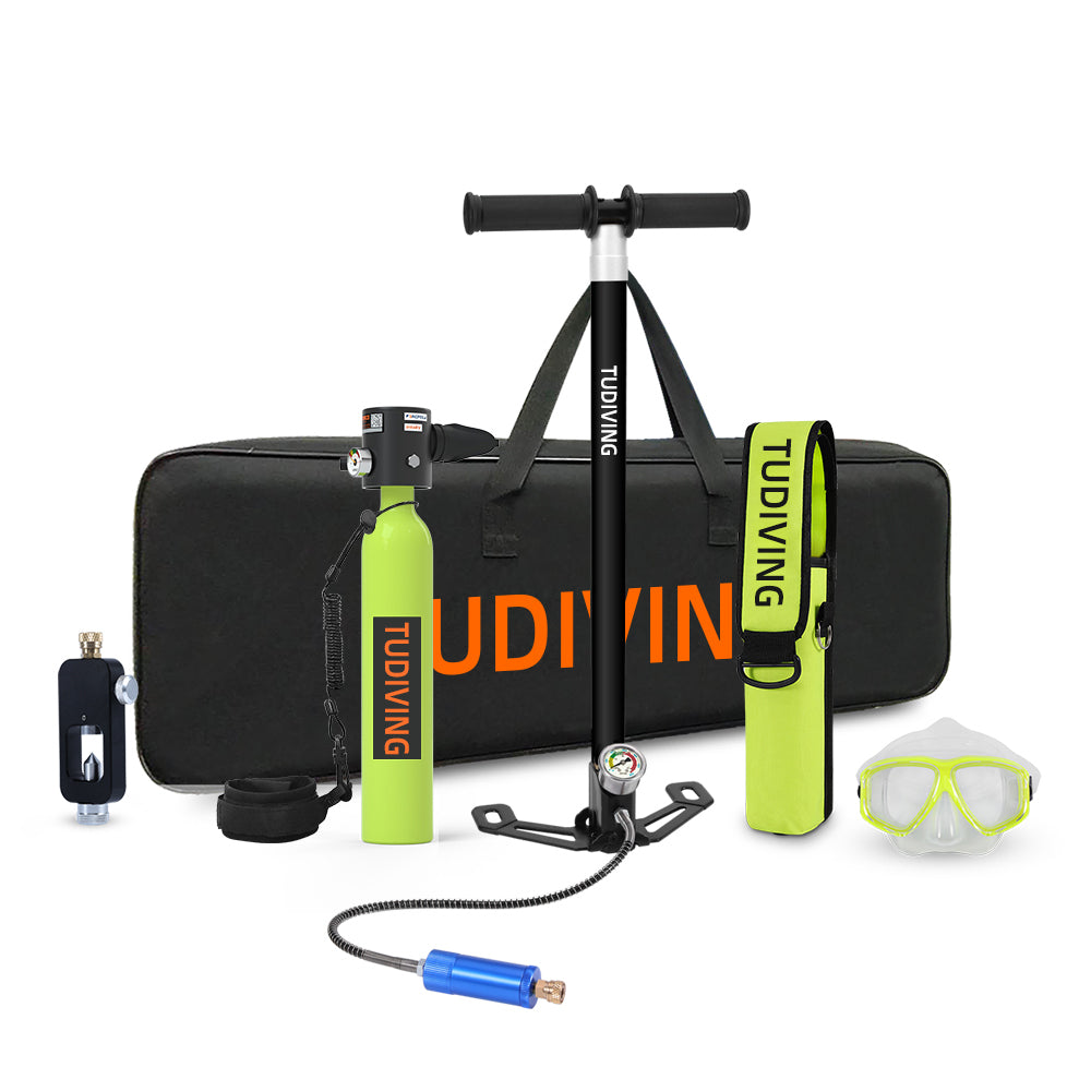TUDIVING-0.5L Mini Scuba Tank,Reusable Dive Portable Lungs,Support 5-10 Minutes Underwater Breathing Lung Tank