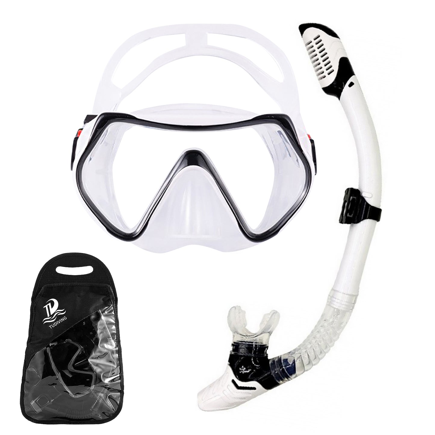 TUDIVING Diving Snorkel, Mask Set Adult,Anti-Fog Panoramic View Mask Scuba Gear,Goggles Swimming Adult for Snorkeling Scuba Diving Swimming Travel