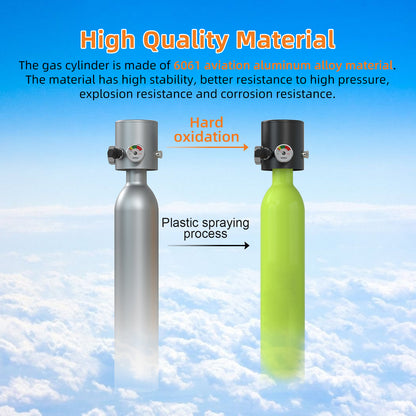 TUDIVING-0.5L Scuba Diving Tank Set,Mini Oxygen Cylinder with Full Face Snorkel Mask,Portable Travel Diving Kit(Black)