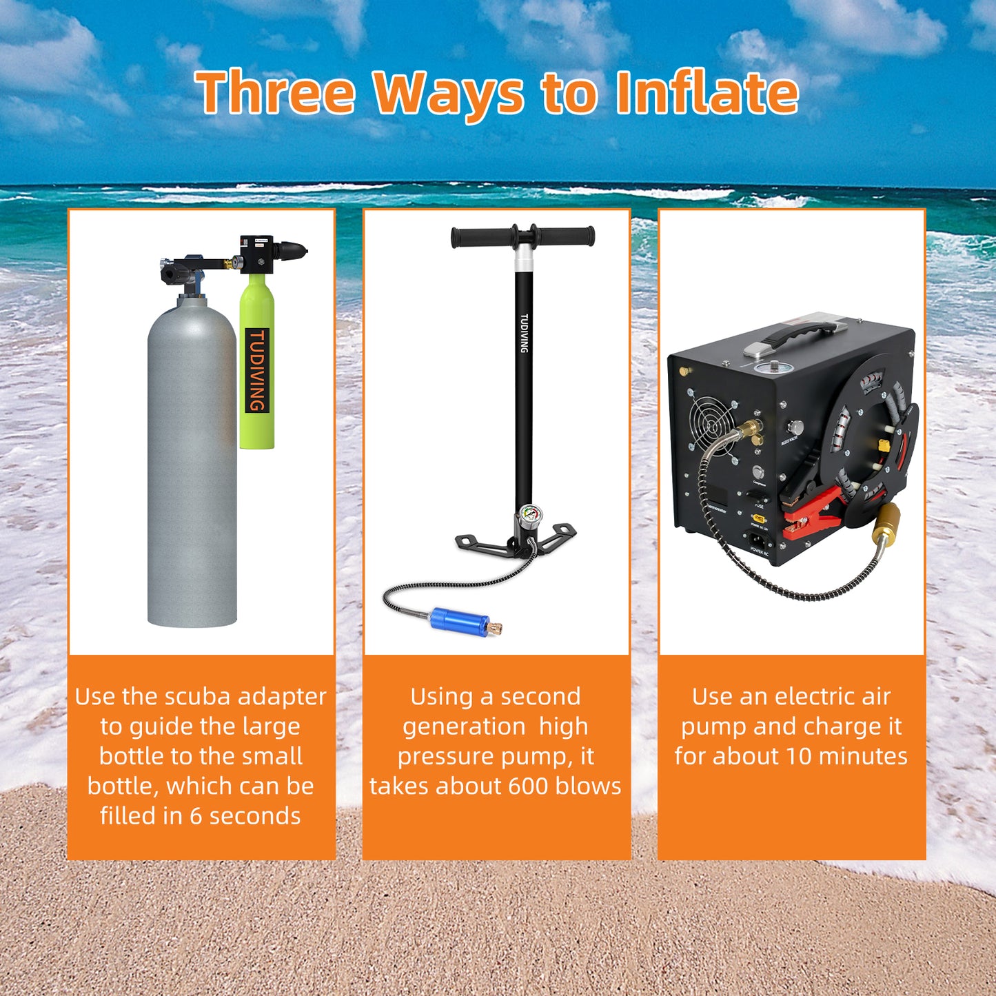 TUDIVING-0.5L Scuba Diving Tank Set,Mini Oxygen Cylinder with Full Face Snorkel Mask,Portable Travel Diving Kit(Black)