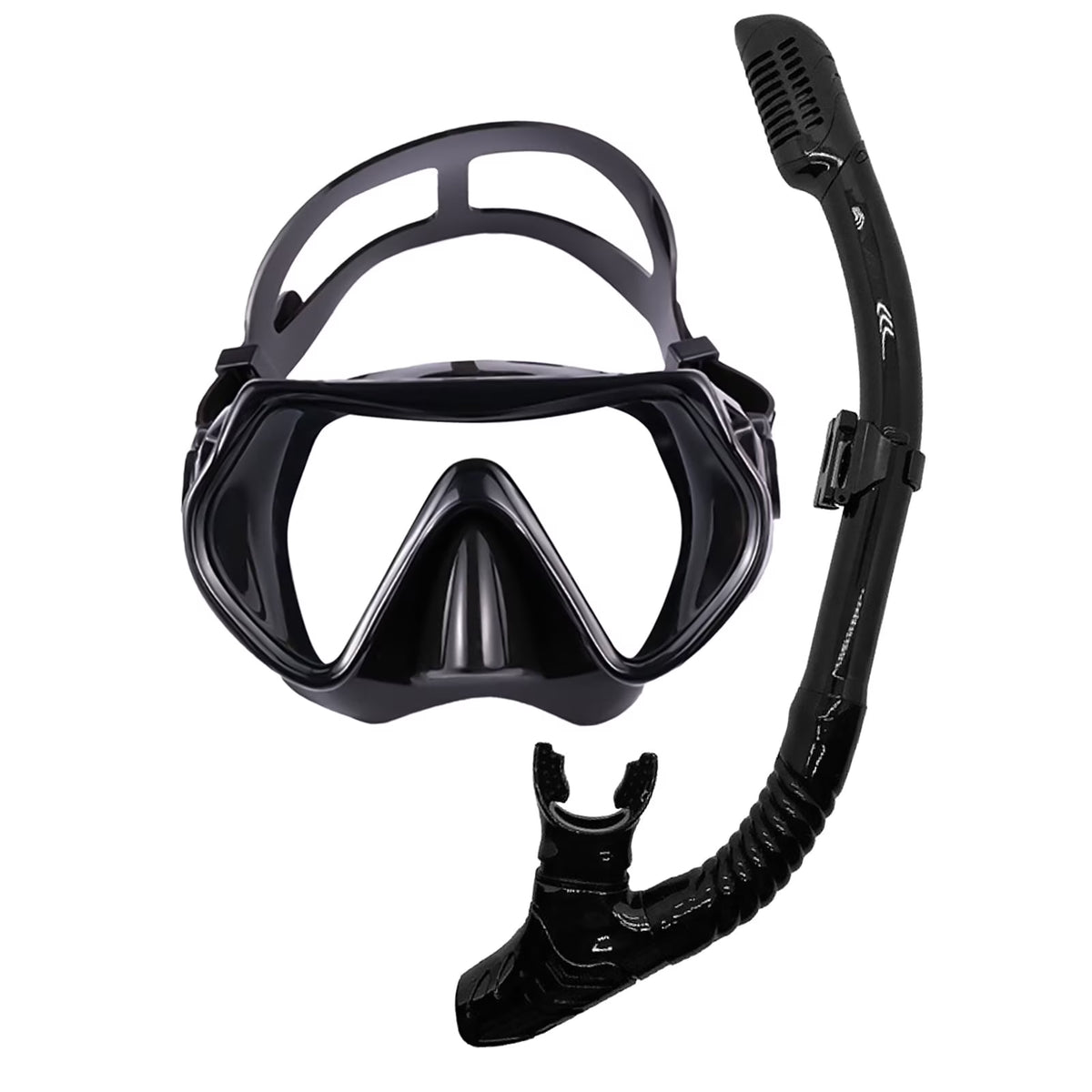 TUDIVING Snorkeling Mask Set for Adults, Mask and Snorkel Combo for Beach, Pool and Travel, Black