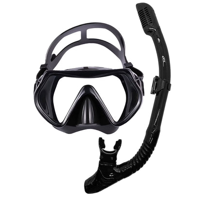TUDIVING Snorkeling Mask Set for Adults, Mask and Snorkel Combo for Beach, Pool and Travel, Black