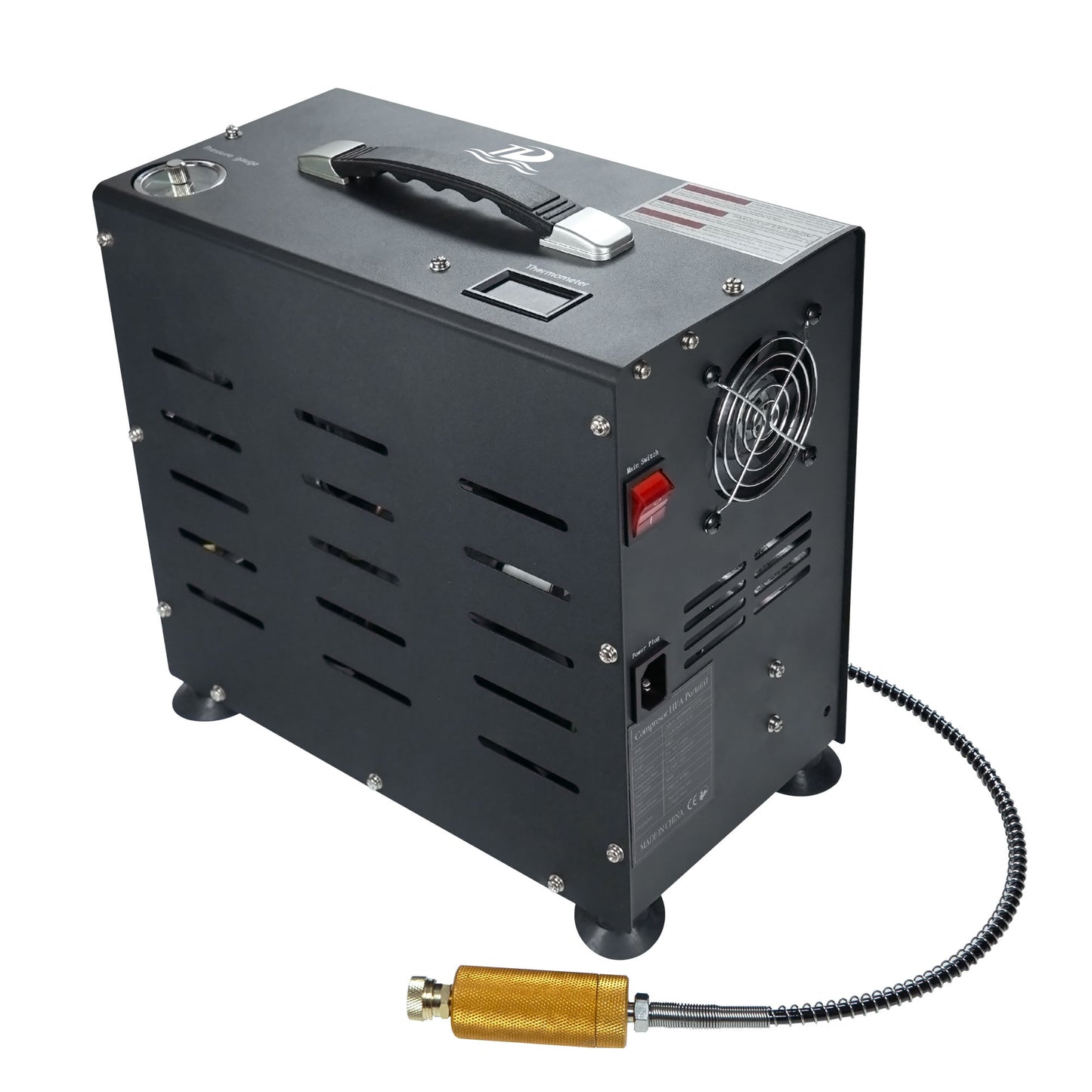 TUDIVING-4500Psi/300Bar Diving High Pressure Compressor,800W Dual-Cylinder PCP Air Compressor,Auto Stop,Scuba Compressorfor Fill a 2L Diving Tank