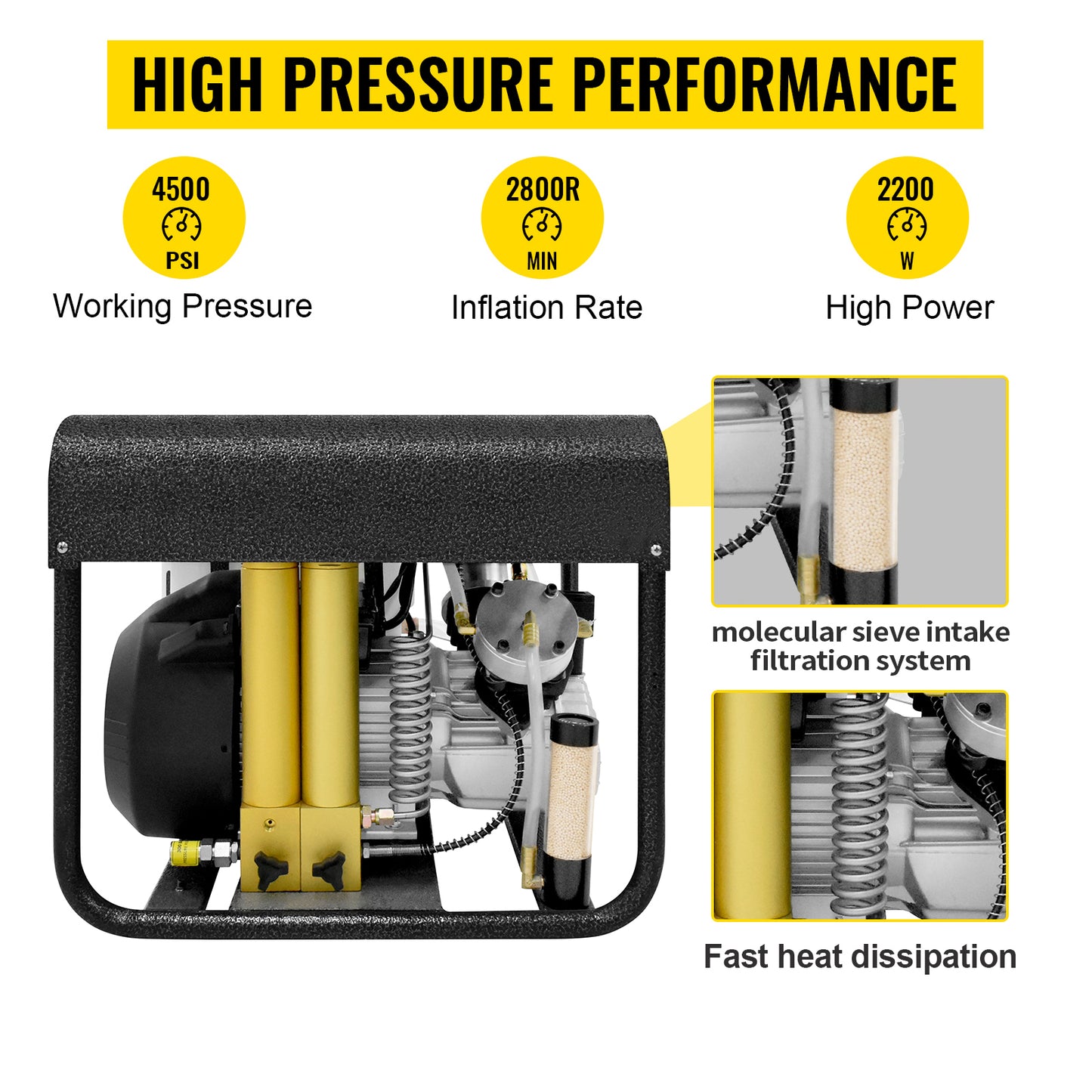 TUDIVING-Portable Scuba Tank Compressor,Built-in Water Cooling and Filtration System,Auto Stop Version Pcp Compressor,Scuba Compressor for Filling Scuba Diving Tank Paintball Air Rifle 110V-220V(TXEDT032)