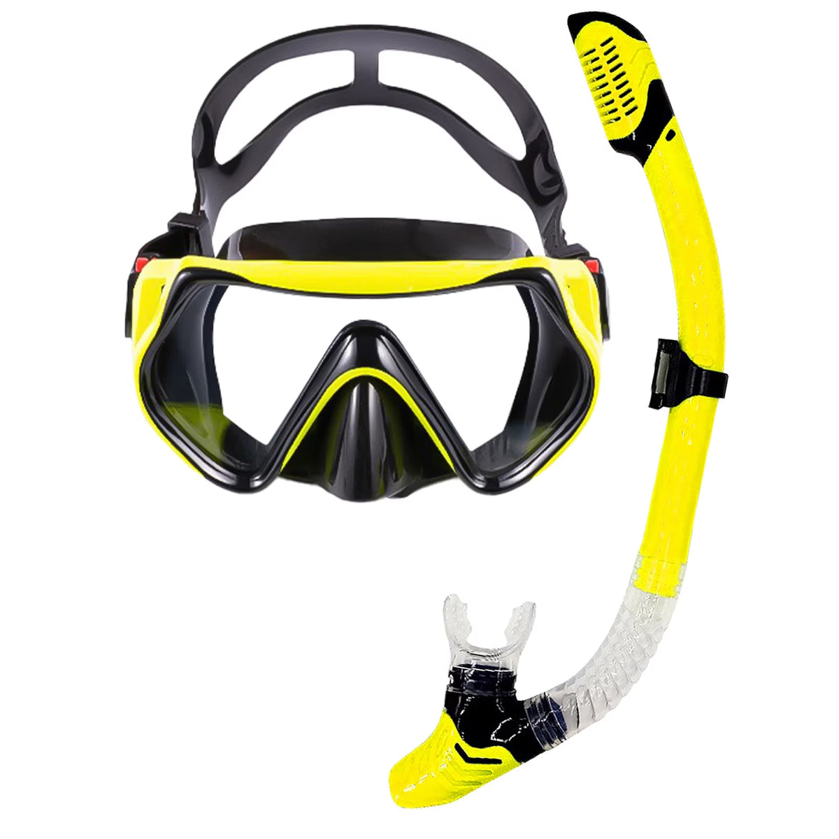 TUDIVING Adult Snorkel and Mask Set, Snorkeling Combo with Mask and Snorkel, Yellow
