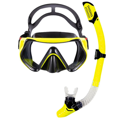 TUDIVING Adult Snorkel and Mask Set, Snorkeling Combo with Mask and Snorkel, Yellow