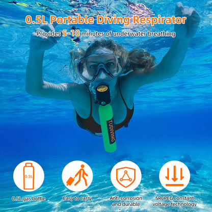 TUDIVING-3000Psi Portable Mini Oxygen Scuba Diving Cylinder,30 cu inch Diving Bottle,Aluminum Air Tank for Underwater Exploration,Boat Cleaning,Backup Air Source