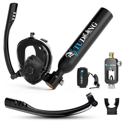 TUDIVING-0.5L Mini Scuba Tank,Diving Oxygen Cylinder with Diving Mask,Portable Lung Tank Kits for Underwater Work