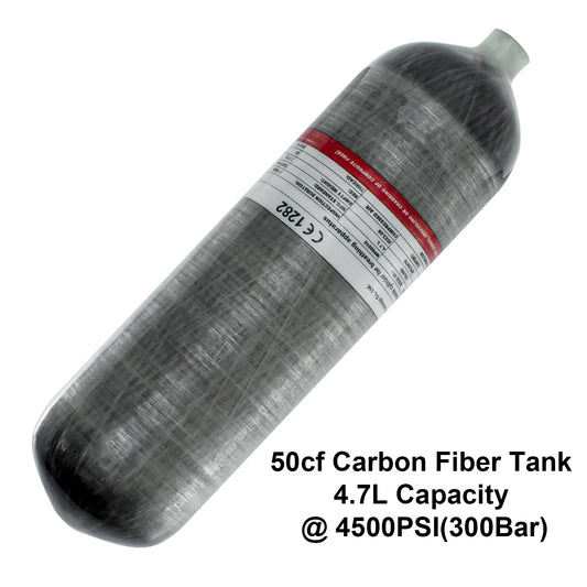 TUDIVING 4.7L Scuba Diving Tank Carbon Fiber 4500Psi/300Bar Portable Air Tank M18×1.5 Thread