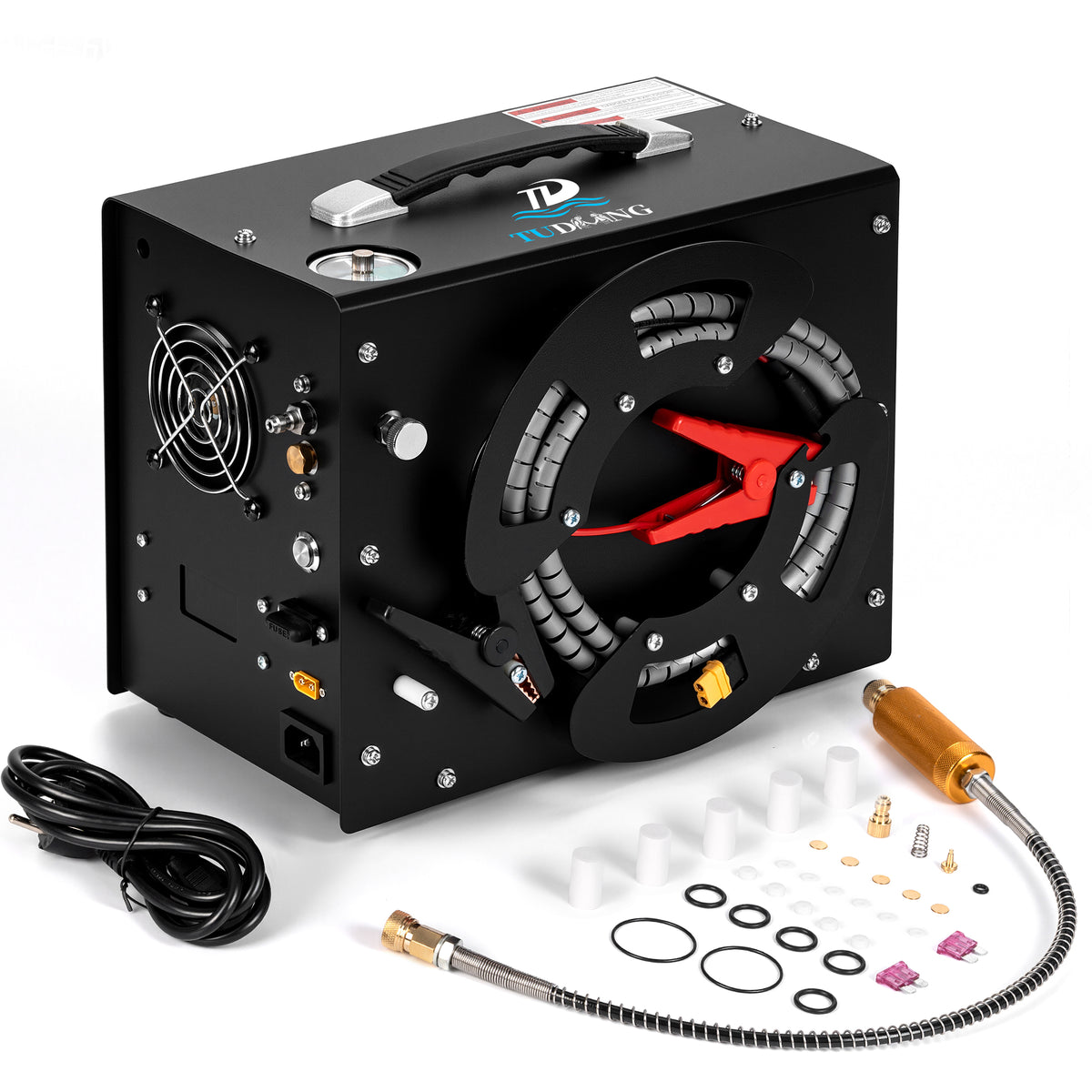 TUDIVING 4500 PSI PCP Air Compressor, Auto-Stop Portable Air Pump, 12V DC/110V AC with Built-in Converter for PCP Air Rifles