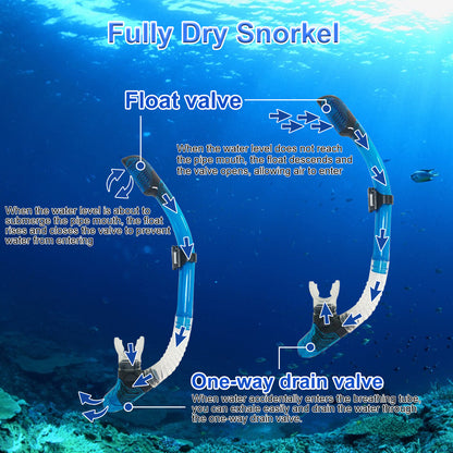 TUDIVING Diving Snorkel, Mask Set Adult,Anti-Fog Panoramic View Mask Scuba Gear,Goggles Swimming Adult for Snorkeling Scuba Diving Swimming Travel
