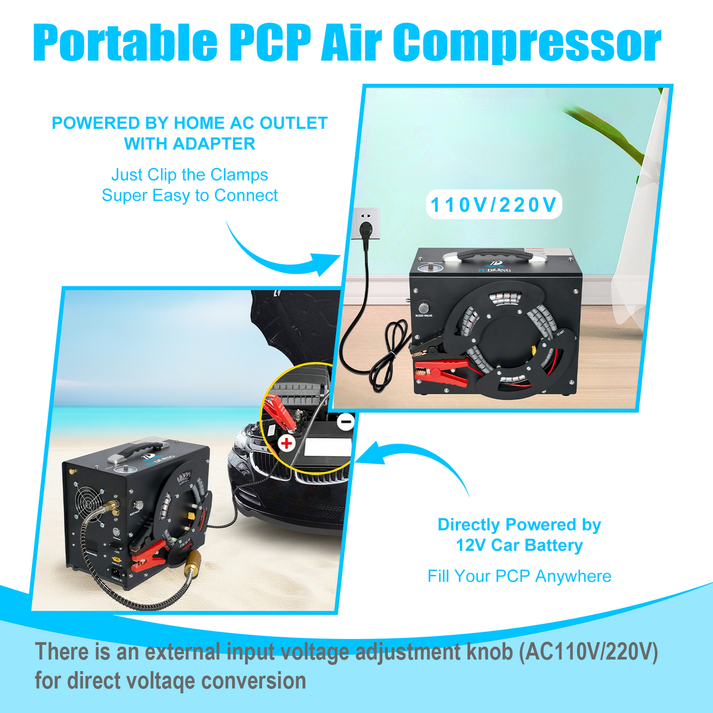 TUDIVING-0.5L Scuba Diving Tank Set,Mini Oxygen Cylinder with Full Face Snorkel Mask,Portable Travel Diving Kit with Air Compressor