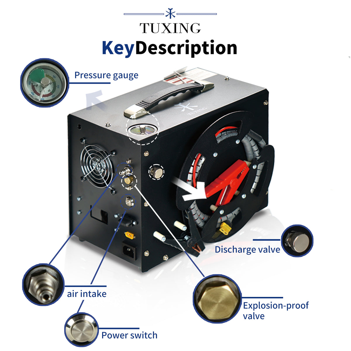 TUDIVING PCP Air Compressor, Built in Converter, 4500psi/300bar Pcp Co ...