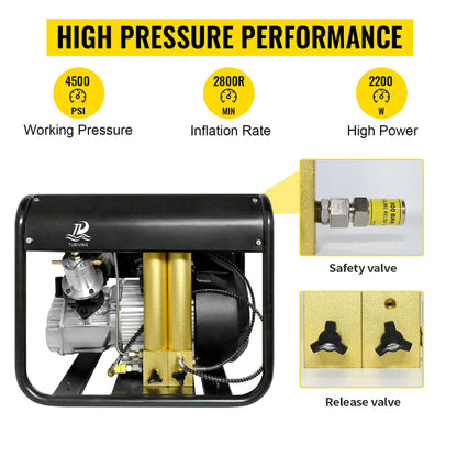 TUDIVING-4500Psi CPC Air Compressor,Scuba Tank Compressor Built-in Two Stage Water-Oil Filter,Compressor for Scuba Diving/Firefighting/Paintball