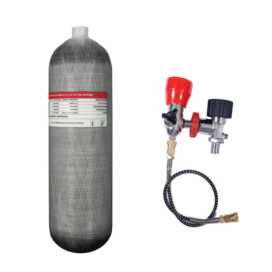TUDIVING-4.7L 4500Psi Carbon Fiber Cylinder High Pressure Tank,286 Cu in Diving Tank with DIN Valve Scuba Diving Adapter Filling Station,HPA Cylinder Pcp Paintball Air Tank M18*1.5