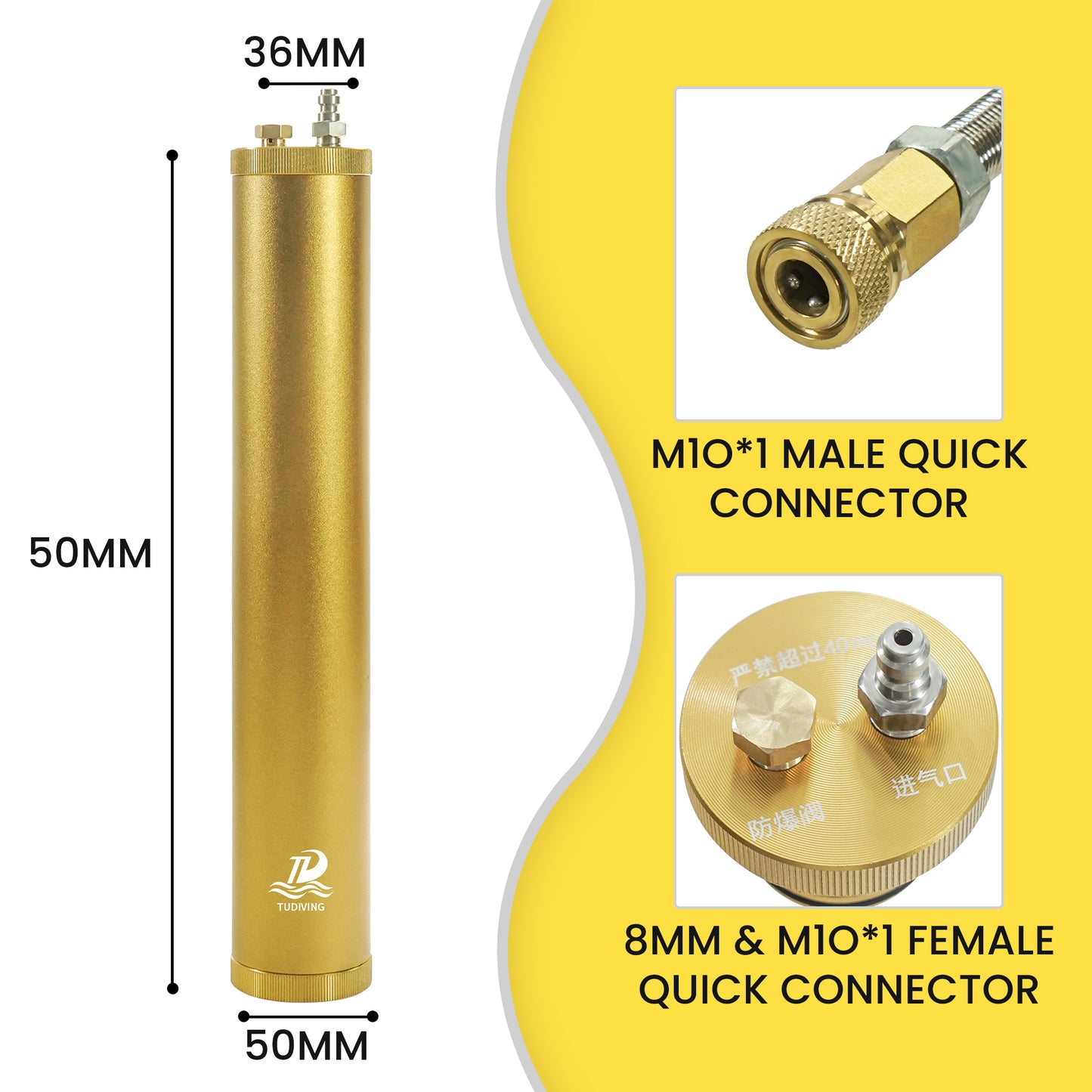 TUDIVING-Pcp Water Oil Separator Molecular Sieve Diving Separator with Explosion-Proof Valve,4500Psi High Pressure Air Compressor Filter with 8mm Quick Connector for Scuba Tank CPC Air Pump
