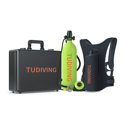 TUDIVING-2L Mini Scuba Diving Tank Support 30-45 Minutes Breath,Portable Scuba Diving Cylinder,Refillable Scuba Tank for Diving Entertainment/Work