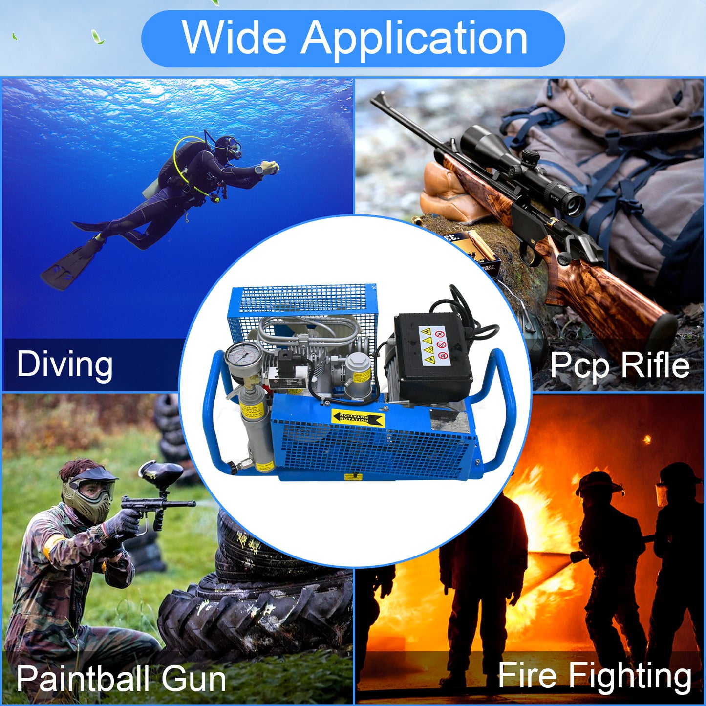 TUDIVING-4500Psi/300Bar/30Mpa Diving Air Compressor, Pcp Air Compressor, High Pressure Pump,High Pressure Diving Compressor for Filling Diving Tank/PCP Rifle/Paintball Air Gun