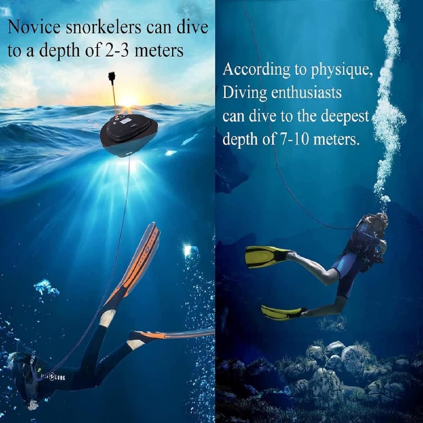 TUDIVING Upgraded Scuba Diving Ventilator,5H Waterproof Portable Rechargeable Scuba Diving Tank with Breathing Regulator,Scuba Diving Gear