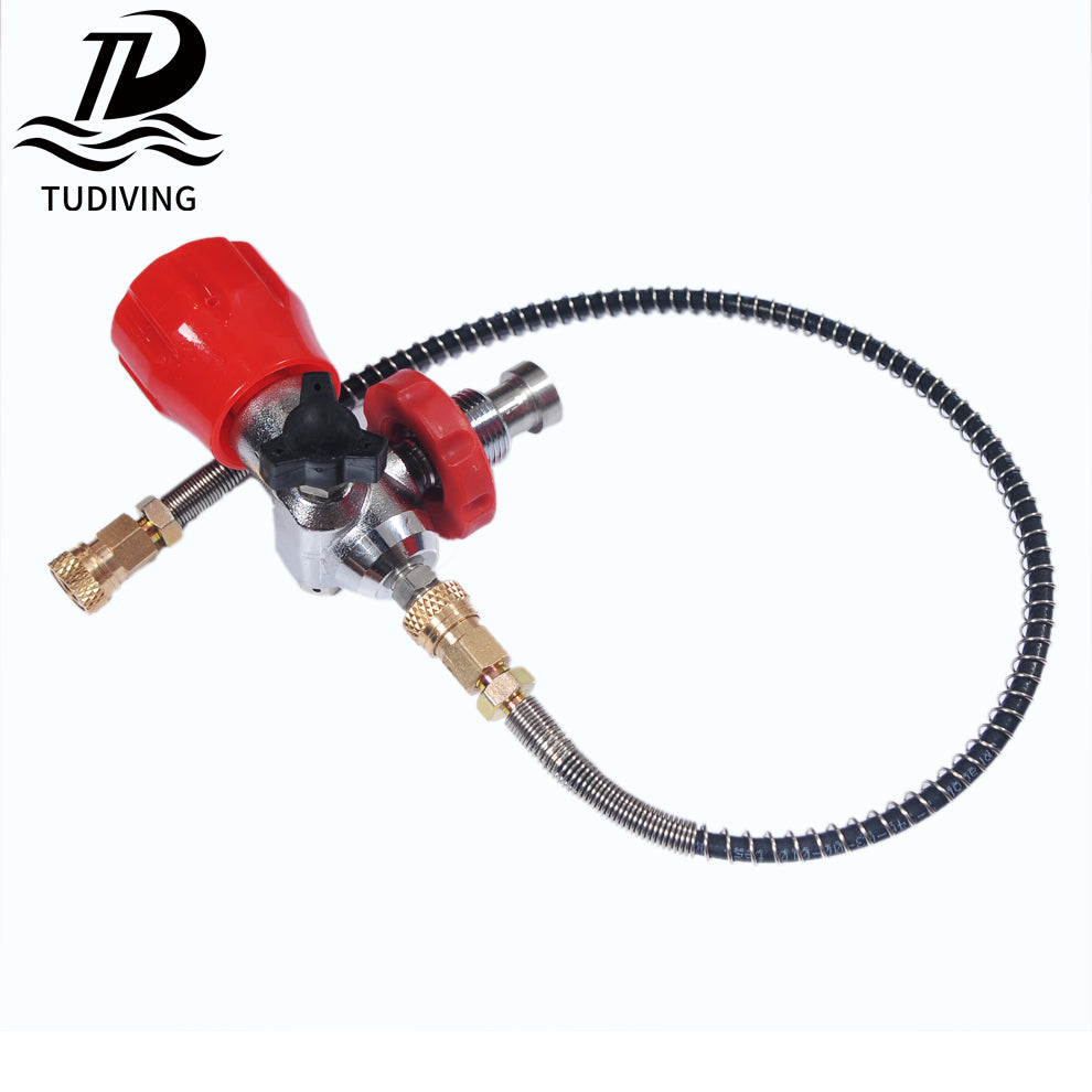 TUDIVING-DIN Valve Scuba Diving Adapter Filling Station,Diving Aluminum Cylinder Large to small Bottle Valve,Scuba Diving Valve for Air Tank M18x1.5