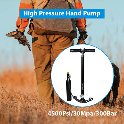 TUDIVING-4500Psi High Pressure Hand Pump,PCP Air Pump,Stainless Steel 4 Stages pcp Hand Pump for Filling Diving Tank,Air Rifles,Paintball & Hunting
