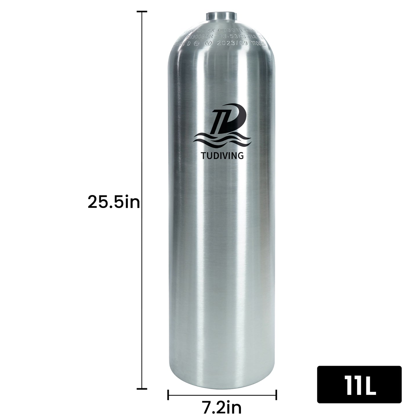 TUDIVING-11.1L Scuba Diving Tank,80CF Aluminum Diving Cylinder,4500psi Pcp Air Tank,Diving Bottle with Inflation Valve