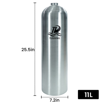 TUDIVING-11.1L Scuba Diving Tank,80CF Aluminum Diving Cylinder,4500psi Pcp Air Tank,Diving Bottle with Inflation Valve