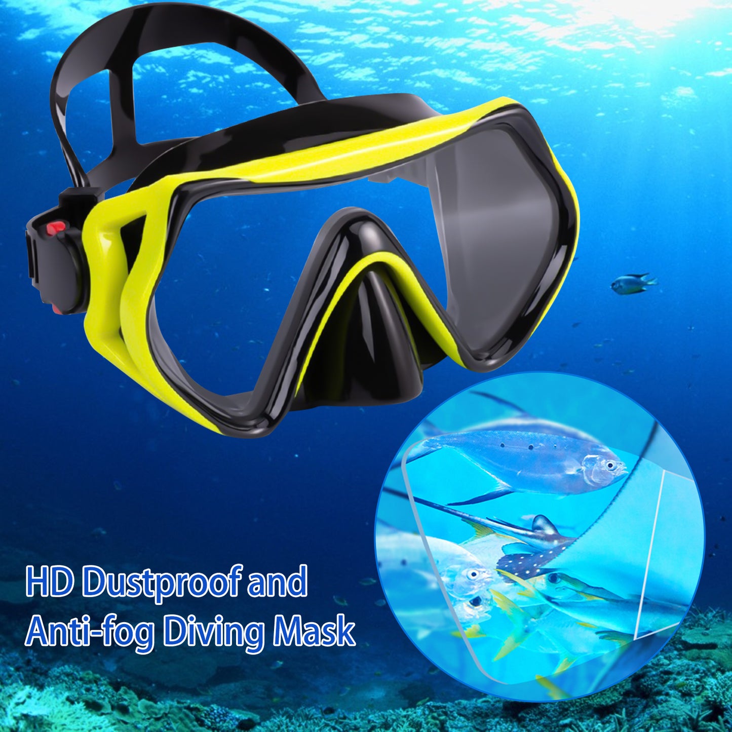 TUDIVING Diving Snorkel, Mask Set Adult,Anti-Fog Panoramic View Mask Scuba Gear,Goggles Swimming Adult for Snorkeling Scuba Diving Swimming Travel