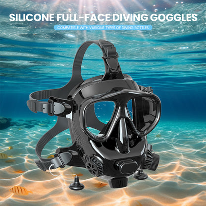 TUDIVING-Full Face Diving Mask with Camera Mount, 180° View Panoramic，Full Face Snorkel Mask for Adults Compatiable 1L/2L Scuba Diving Tank