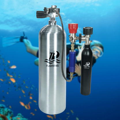 TUDIVING-11.1L Scuba Diving Tank,80CF Aluminum Diving Cylinder,4500psi Pcp Air Tank,Diving Bottle with Inflation Valve