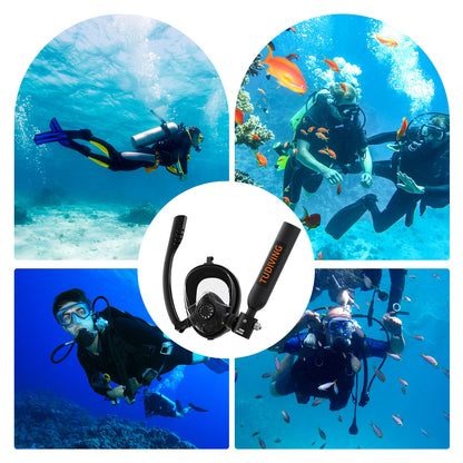 TUDIVING-0.5L Scuba Diving Tank Set,Mini Oxygen Cylinder with Full Face Snorkel Mask,Portable Travel Diving Kit(Black)