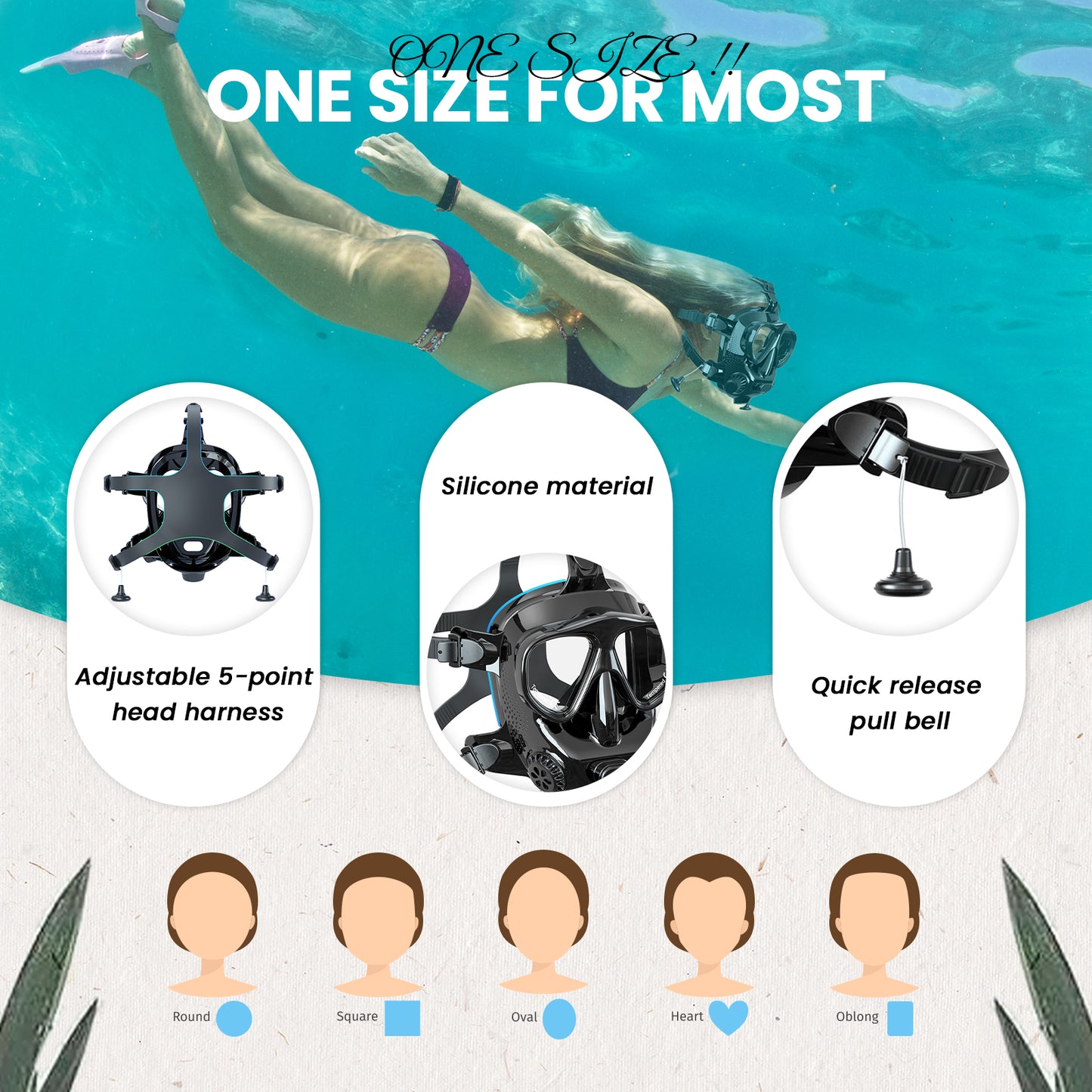TUDIVING-Full Face Diving Mask with Camera Mount, 180° View Panoramic，Full Face Snorkel Mask for Adults Compatiable 1L/2L Scuba Diving Tank