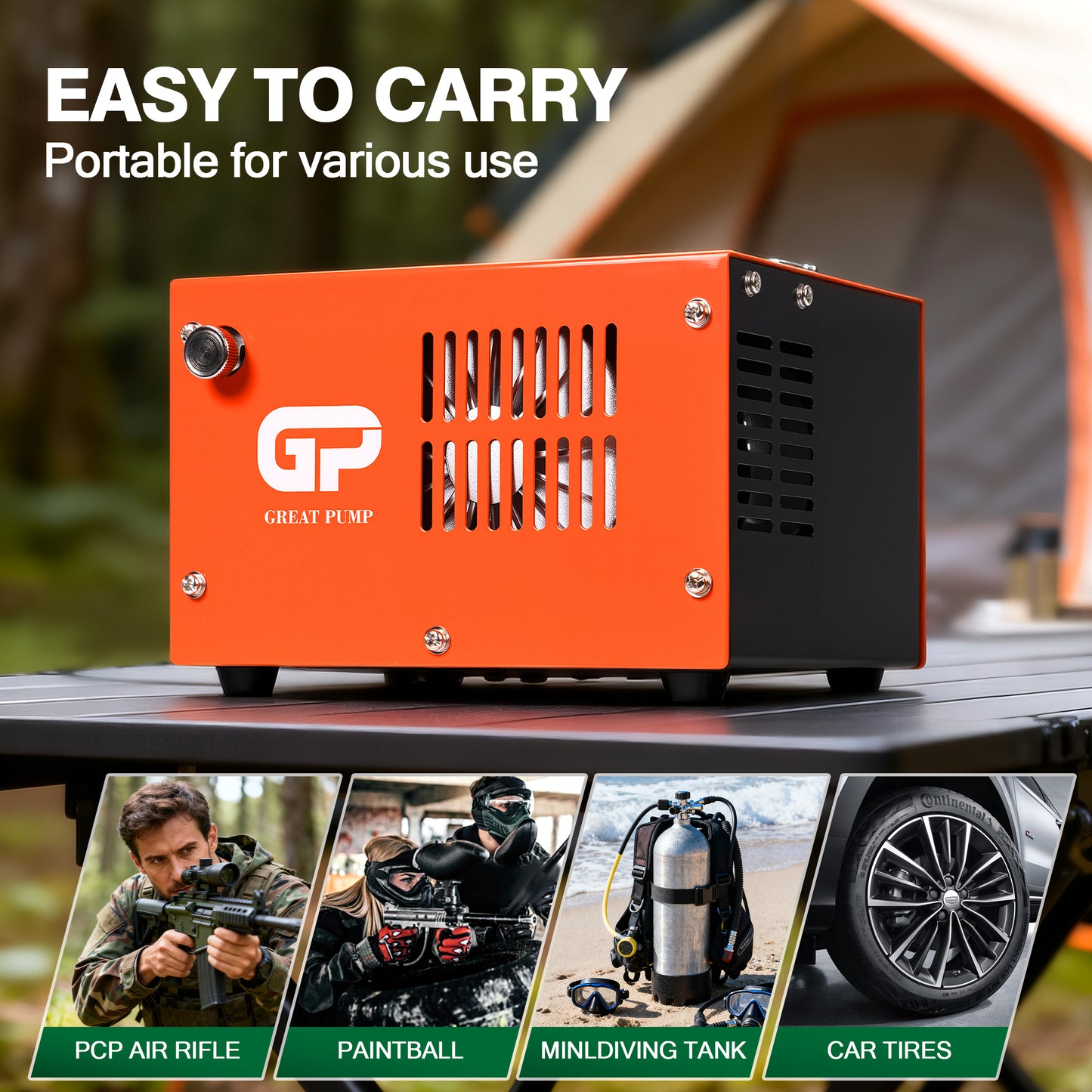 PCP Air Compressor,4500Psi/30Mpa, Water/Oil-Free, One Button Start, Powered by Car 12V DC or Home 110V AC
