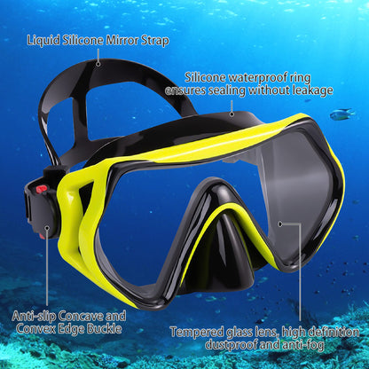 TUDIVING Diving Snorkel, Mask Set Adult,Anti-Fog Panoramic View Mask Scuba Gear,Goggles Swimming Adult for Snorkeling Scuba Diving Swimming Travel