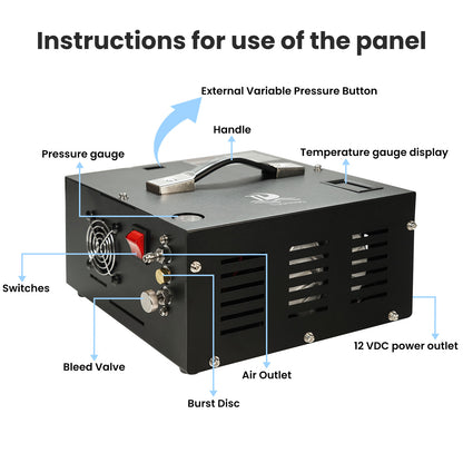 TUDIVING-4500Psi Portable PCP Air Compressor,High Pressure Car Pump with 12V Power Adapter,Scuba Tank Compressor for Diving Tank/PCP Air Rifle 110V-220V(TXES061)