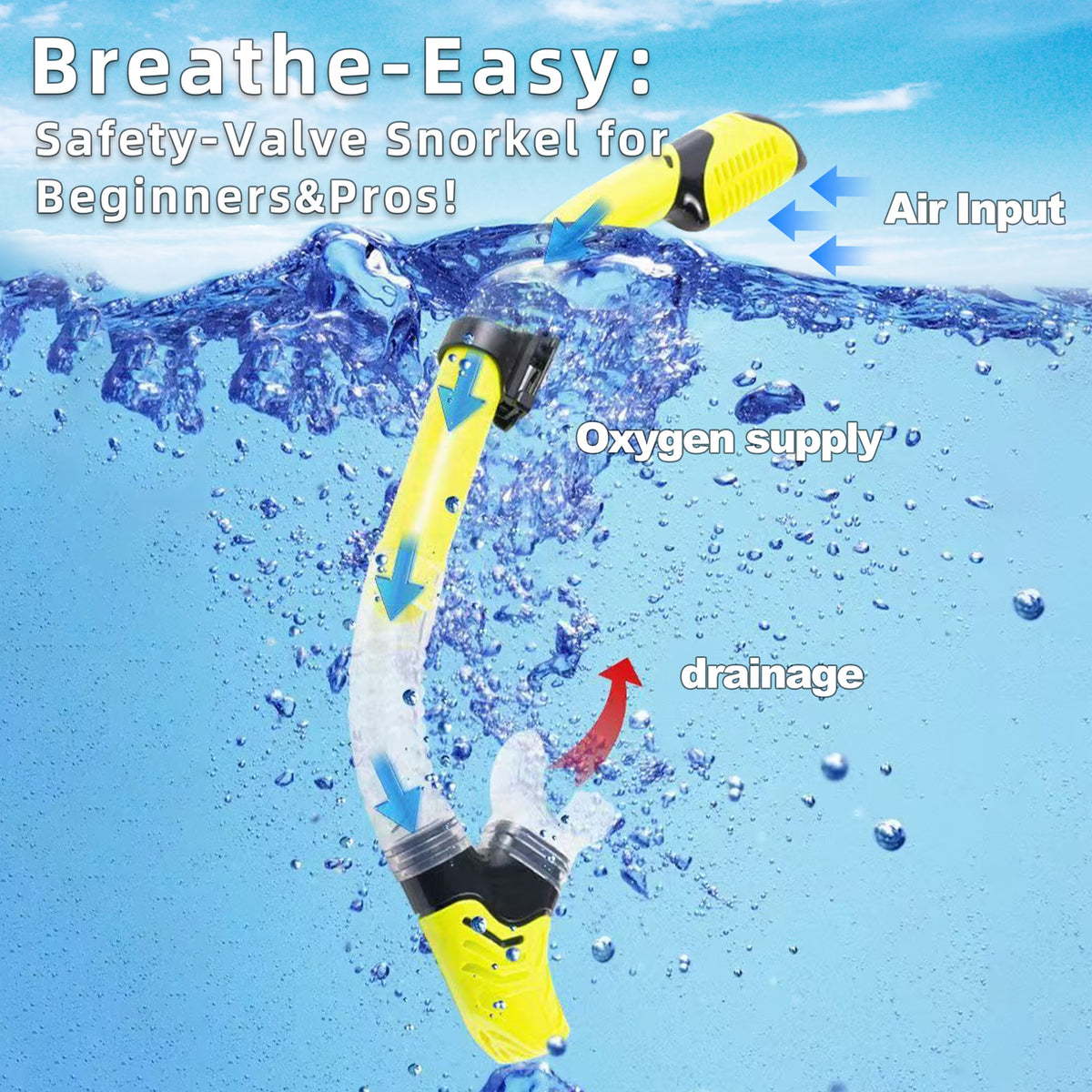 TUDIVING Adult Snorkel and Mask Set, Snorkeling Combo with Mask and Snorkel, Yellow