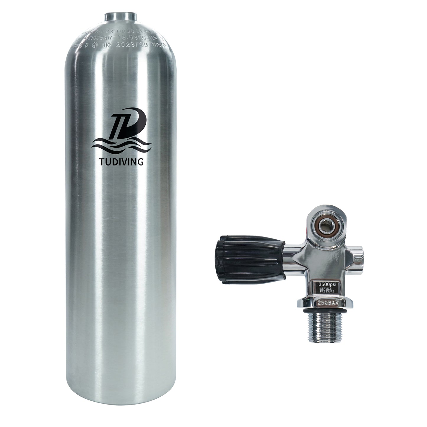 TUDIVING-11.1L Scuba Diving Tank,80CF Aluminum Diving Cylinder,4500psi Pcp Air Tank,Diving Bottle with Inflation Valve