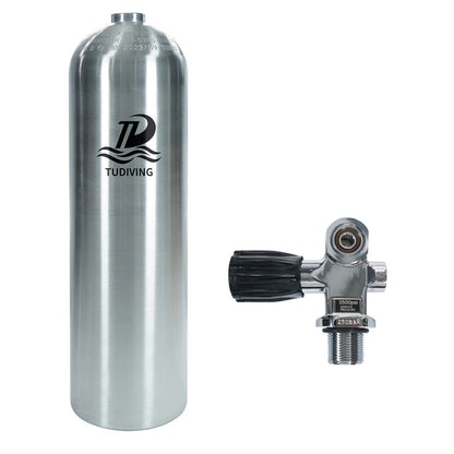 TUDIVING-11.1L Scuba Diving Tank,80CF Aluminum Diving Cylinder,4500psi Pcp Air Tank,Diving Bottle with Inflation Valve
