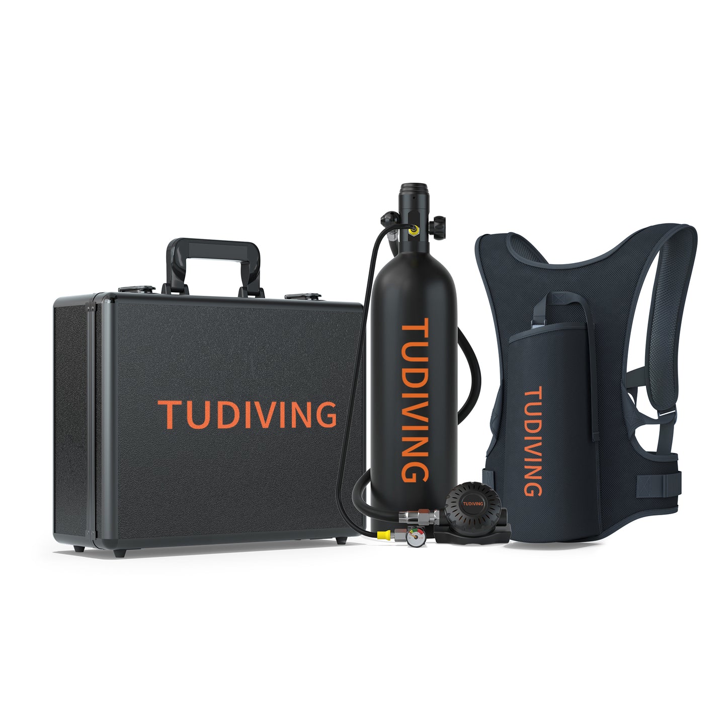 TUDIVING-2L Mini Scuba Diving Tank Support 30-45 Minutes Breath,Portable Scuba Diving Cylinder,Refillable Scuba Tank for Diving Entertainment/Work