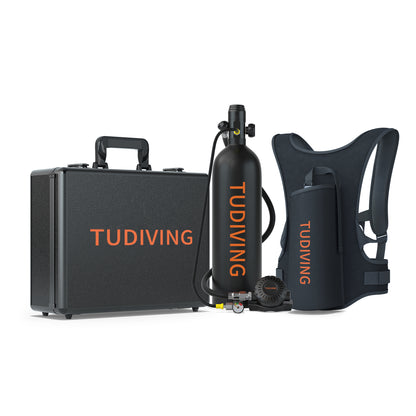 TUDIVING-2L Mini Scuba Diving Tank Support 30-45 Minutes Breath,Portable Scuba Diving Cylinder,Refillable Scuba Tank for Diving Entertainment/Work